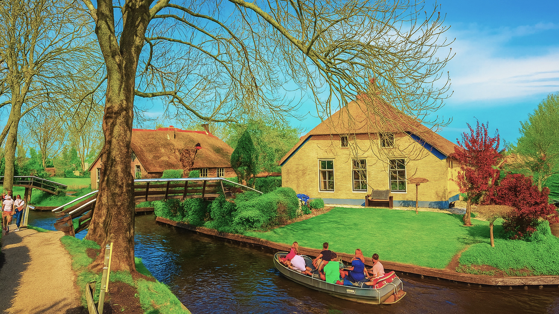 Giethoorn Nederland: Wandeling door het rustige grachten­dorp (4K)
