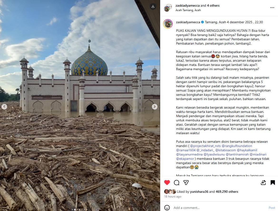Hati Zaskia Adya Mecca Hancur Lihat Aceh Usai Banjir, Artis Menangis: Puas Kalian yang Merusak Hutan 3 AA1RPAmq
