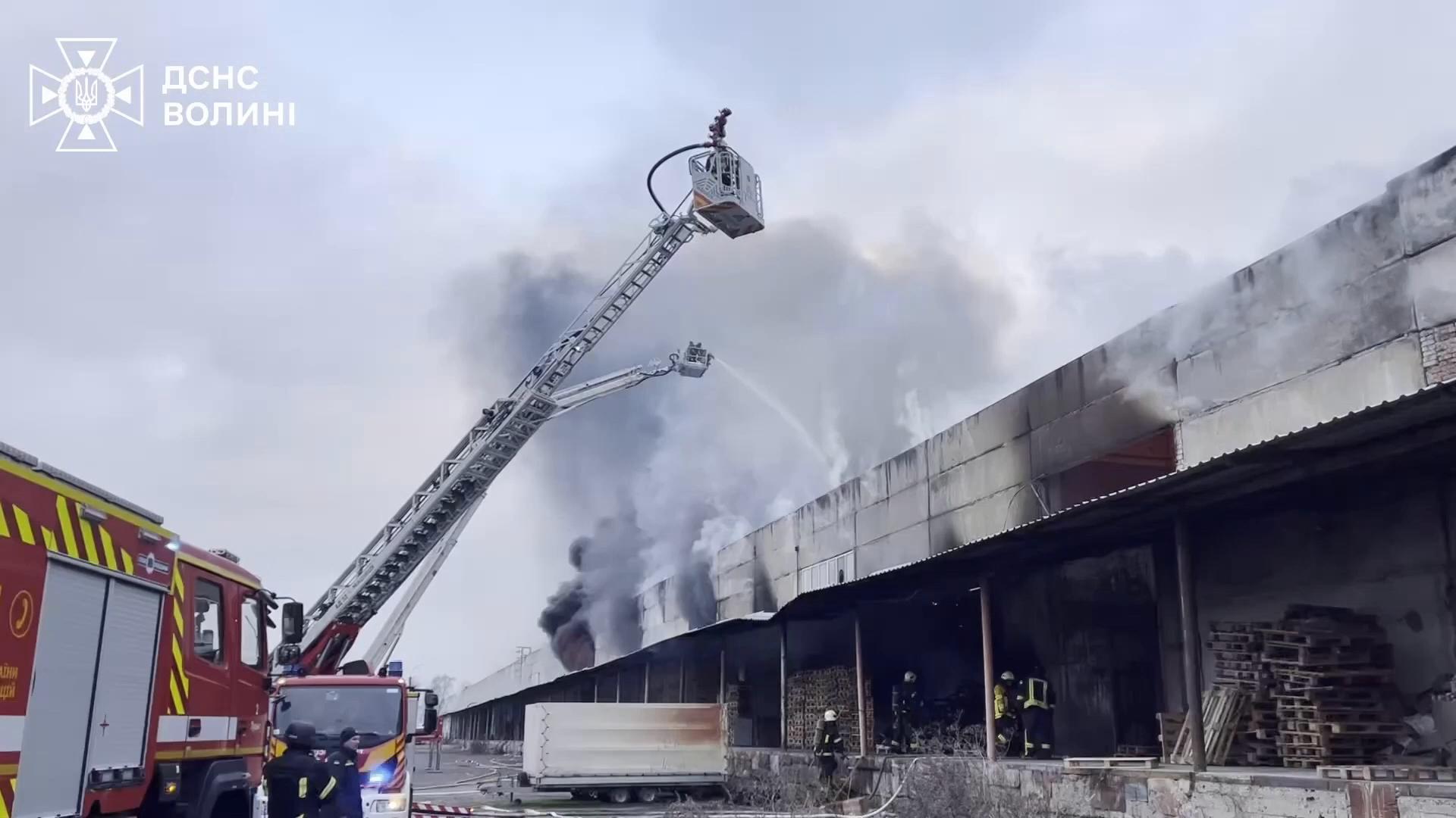 Firefighters tackle a blaze in Lutsk after Russia attacks Ukraine with ...