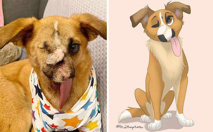 People send pics of their pets to this artist and she Disneyfies them ...