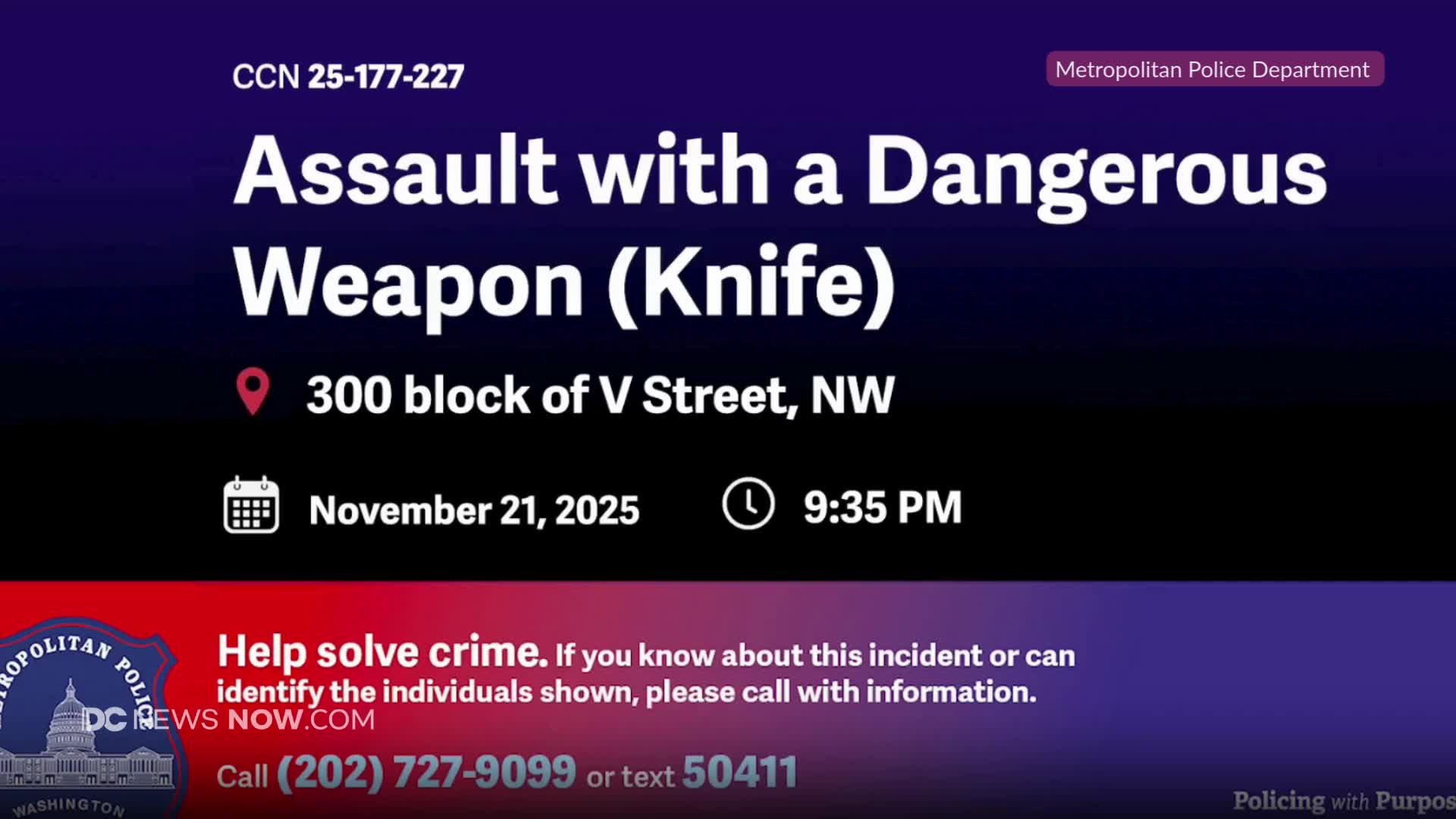 DC police seek northwest stabbing suspect
