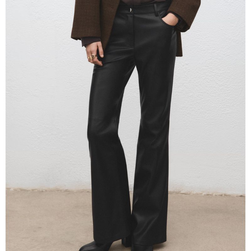 Mango, Faux-Leather Flared Trousers
