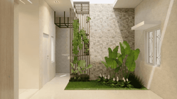 Desain tipe rumah 72m²: Minimalis modern dengan tanaman interior yang segar