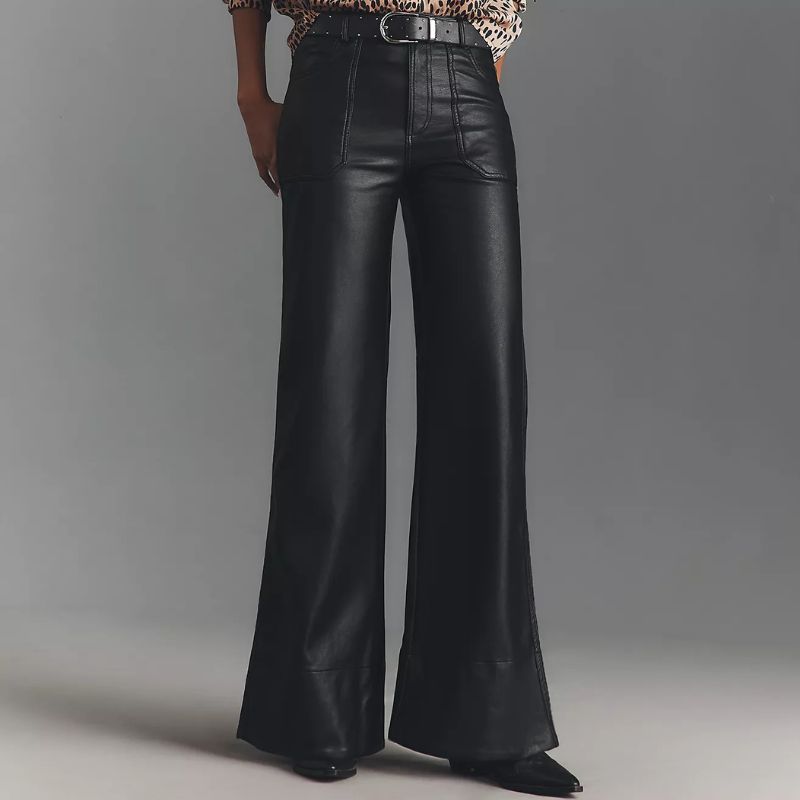 Anthropologie , Rylan Faux-Leather Relaxed High-Rise Flare Pants