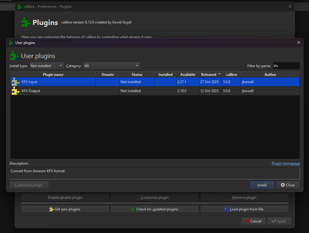 Calibre KFX Input Plugin