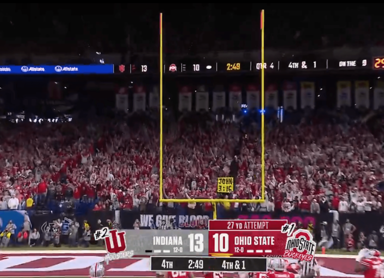 Ohio State falló un gol de campo corto y perdió ante Indiana en el Juego de Campeonato Big Ten
