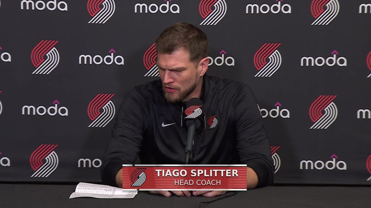DET 122, POR 116: Blazers coach Tiago Splitter postgame media availability