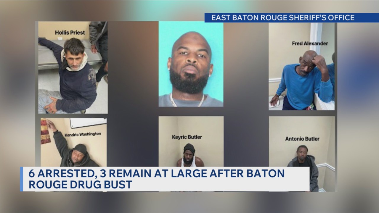 6 arrested, 3 at large after Baton Rouge drug bust