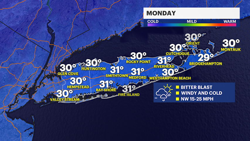 Near record cold tomorrow, rain and snow possible this week for Long Island