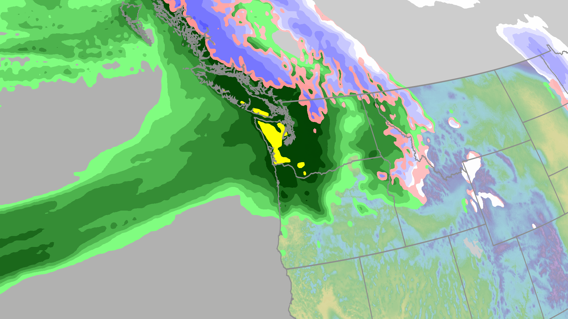 Level 4 of 5 atmospheric river moving toward Northwest