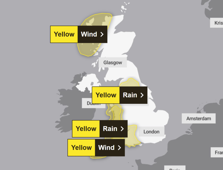 Flood warnings in place as heavy rain to batter UK