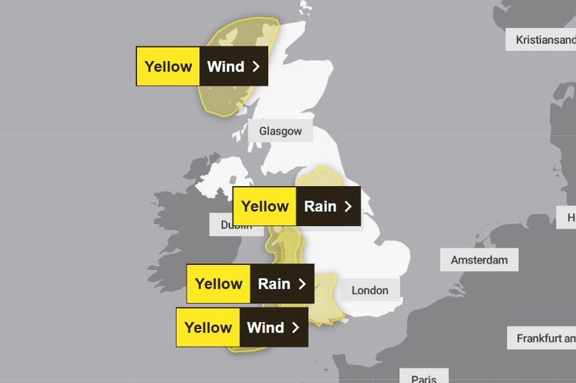 Full list of UK areas affected by Met Office weather warnings as heavy ...