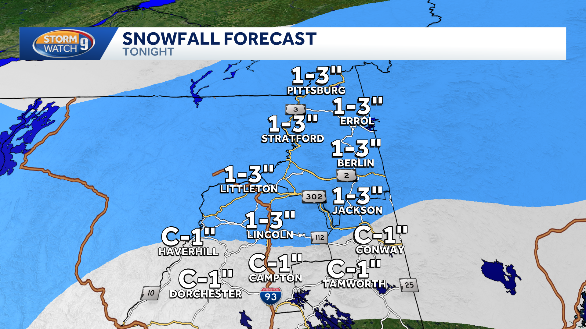 AA1RStlA Light snow for some New Hampshire towns Sunday night; another blast of frigid air follows