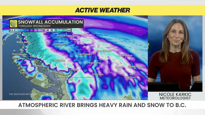 BC targeted with hefty rain, snow totals from intense atmospheric river