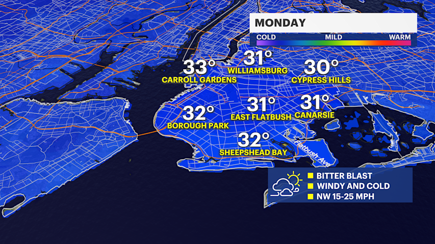 Bitter blast: Morning snow chance in Brooklyn; frigid temps move in