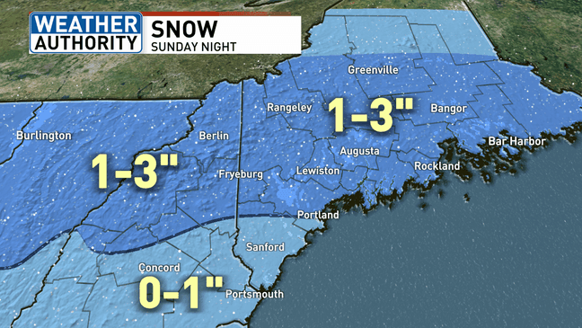 Light snow expected to develop across Maine Sunday night