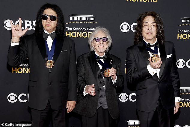 KISS members Gene Simmons, Peter Criss and Paul Stanley reunited on the red carpet at the Kennedy Center Honors on Sunday in Washington DC