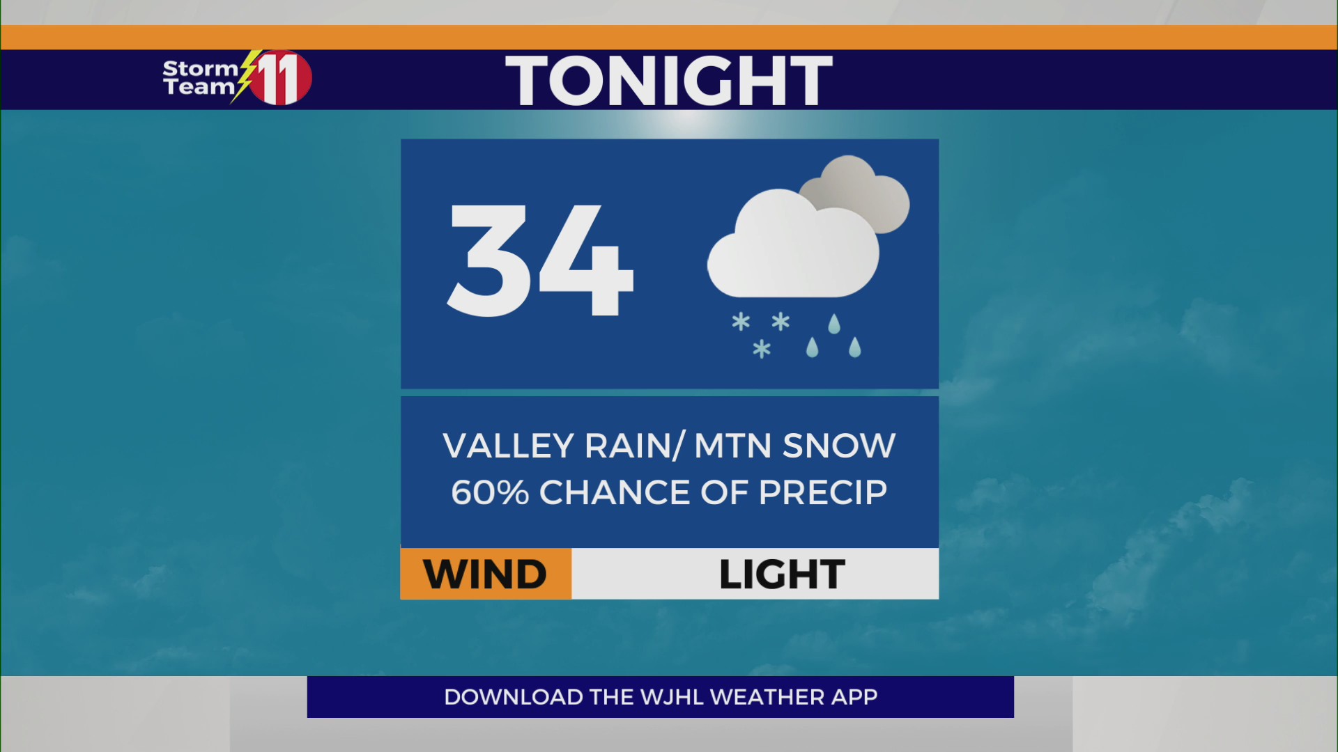 Valley rain and mountain snow showers tonight and tomorrow