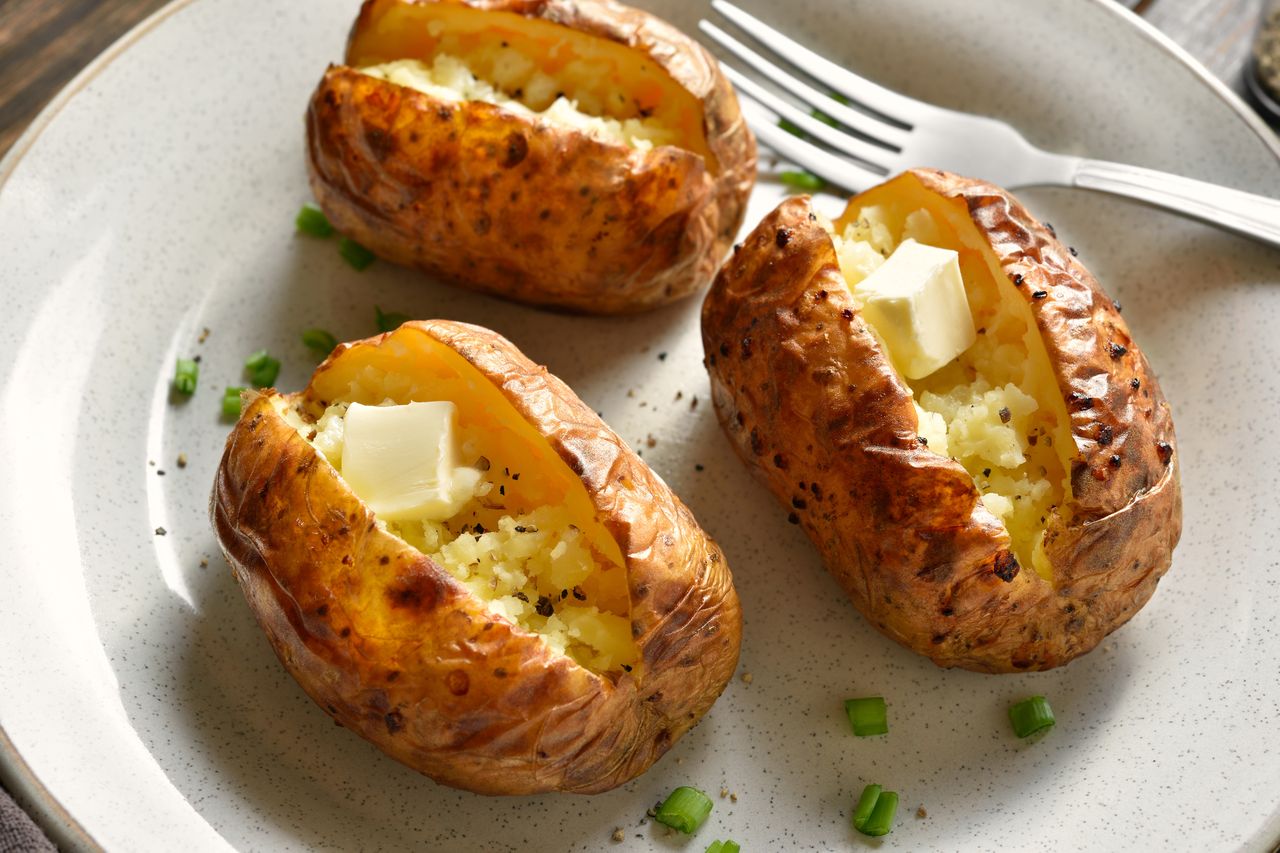 Baked potato, rich in potassium
