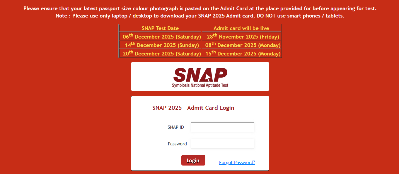 SNAP test 2 admit card 2025 released at snaptest.org: Direct link to ...