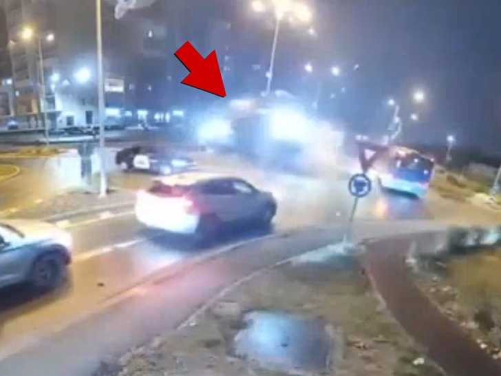 Shocking video shows Mercedes-Benz catapulting over traffic before crashing