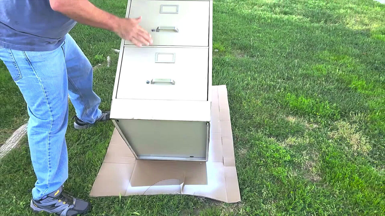 Filing cabinet planter with trellis