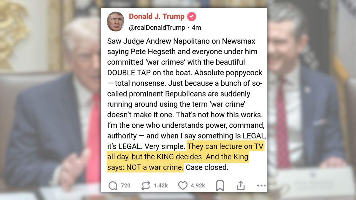 Did Trump post 'the KING decides' what war crimes are? Here's the truth