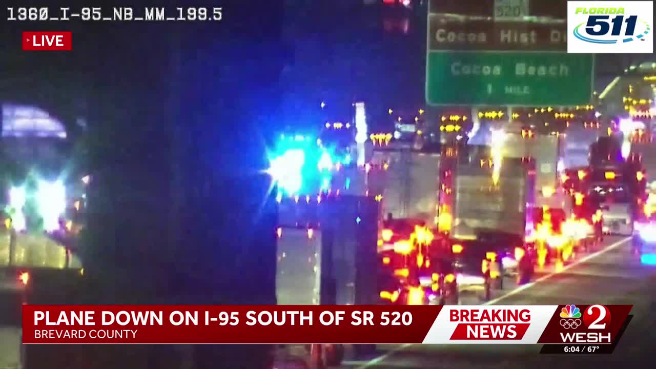Plane down in Brevard County on I-95 south of SR 520