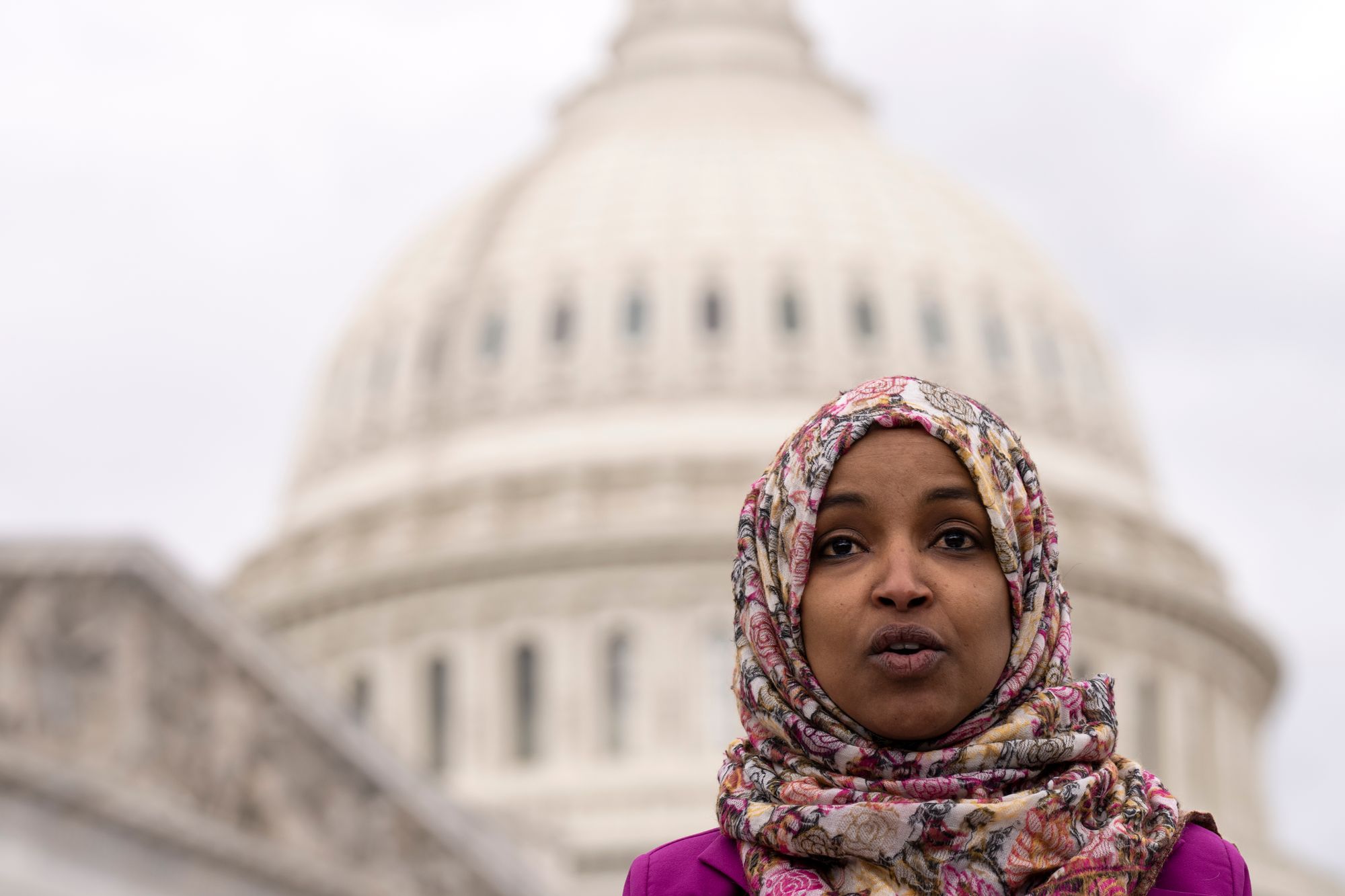 Rep. Ilhan Omar, a Minnesota Democrat, is the only Somali-American member of Congress. She said she has faced a skyrocketing number of death threats in recent months, and a Florida man, 30-year-old Myles M. McQuade, has now pleaded guilty to threatening her life (Getty Images)