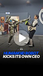 Humanoid robot demonstration knocks EngineAI CEO off balance