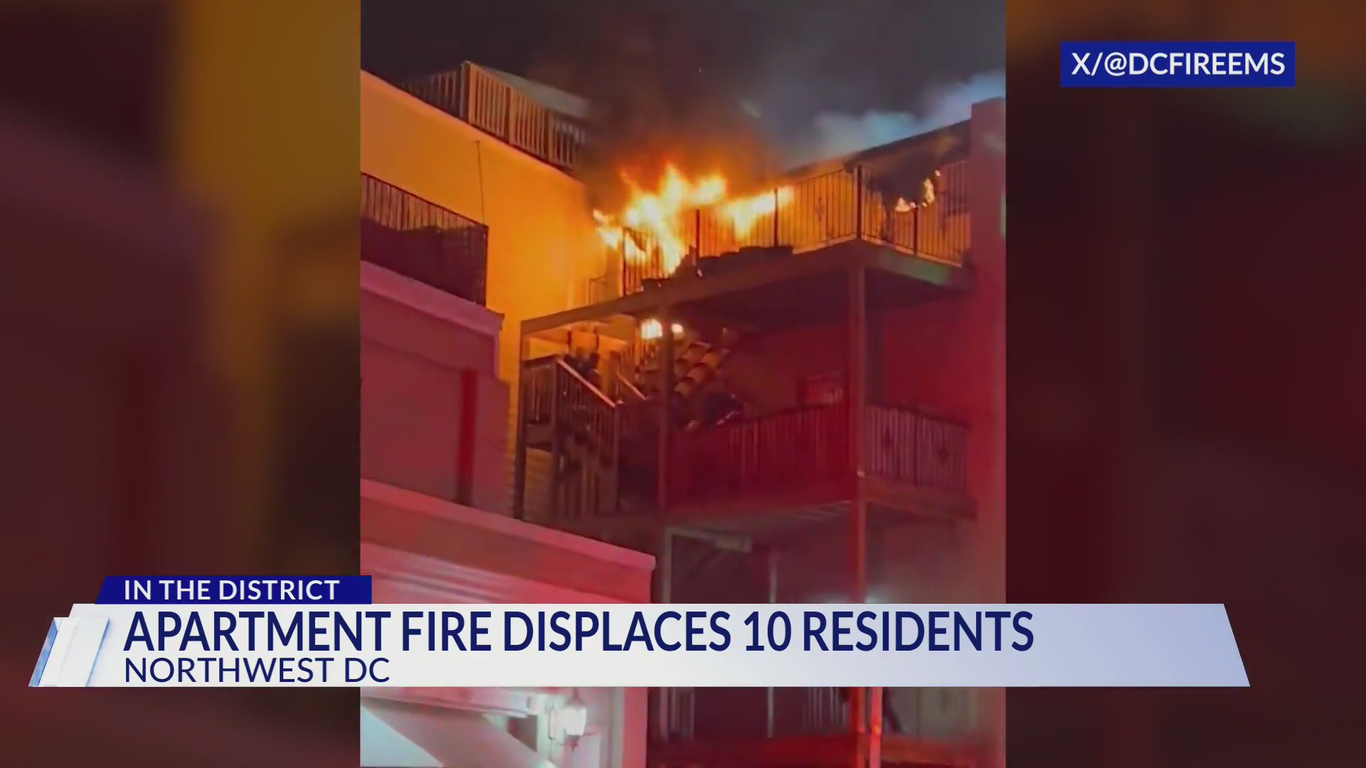 Apartment fire leaves 10 displaced in Northwest DC