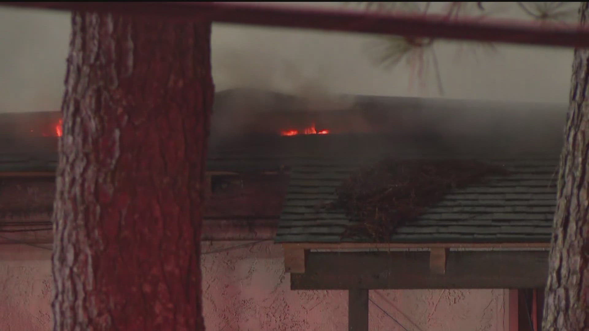 Firefighters putting out flames at apartment complex in College Park