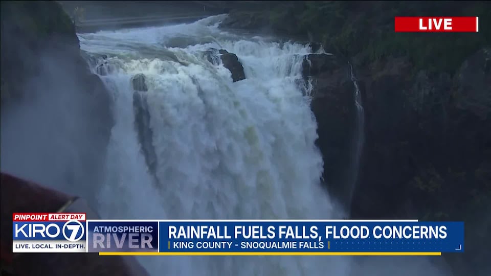 Video: Snoqualmie Falls water levels rise