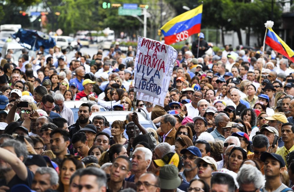 Manifestación contra Nicolás Maduro, en Caracas, en enero de 2019.