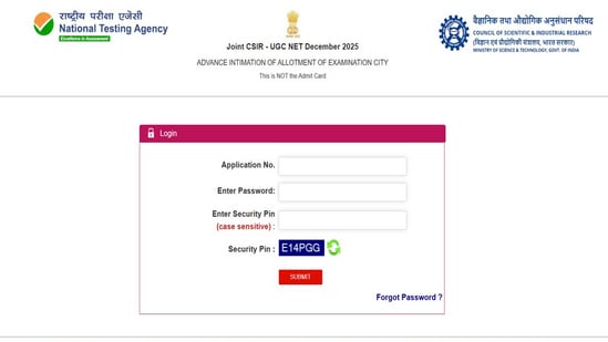 CSIR UGC NET Exam 2025: Advance exam city slip out at csirnet.nta.nic ...