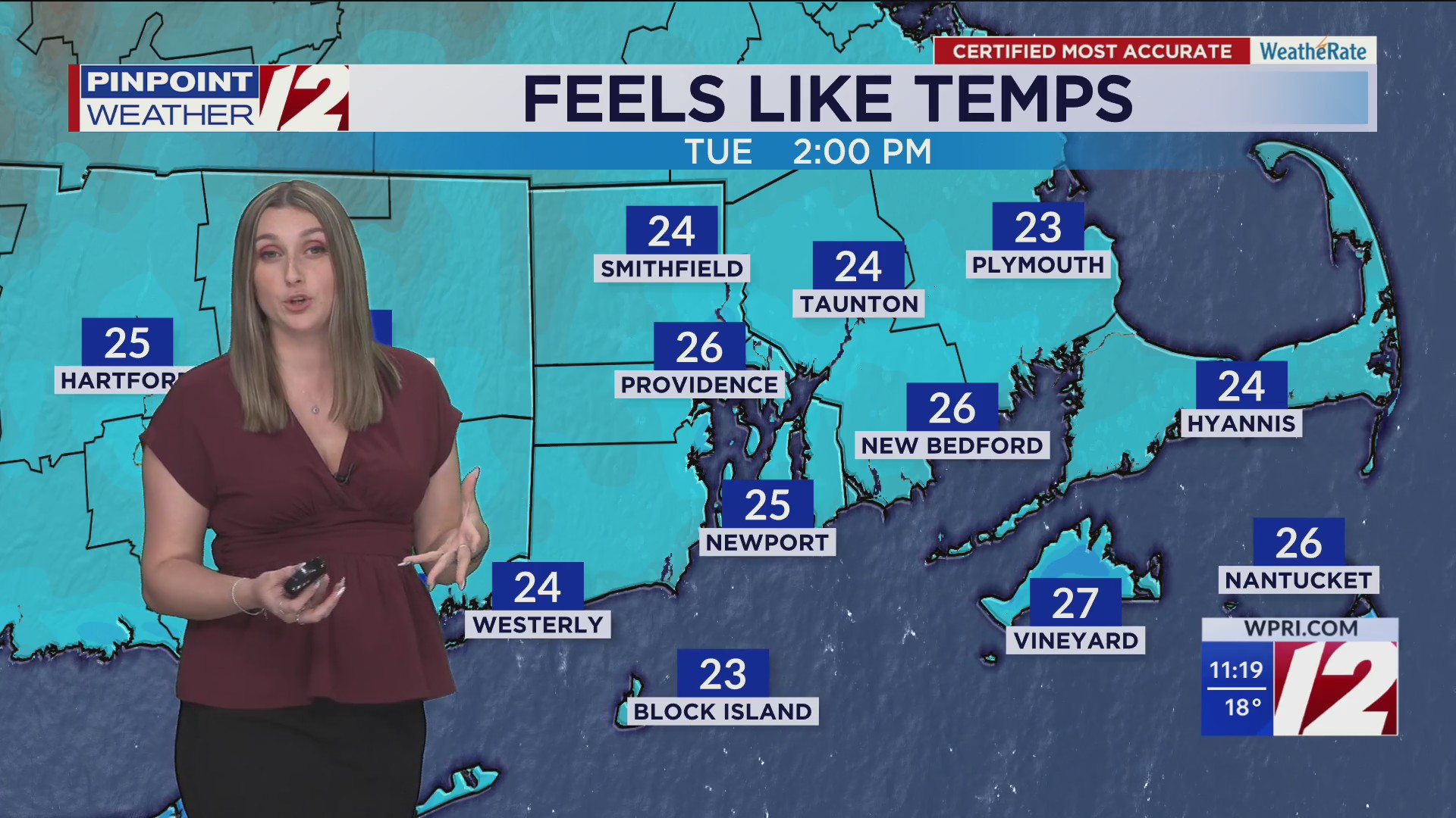 WPRI 12 weather forecast 12/8/25