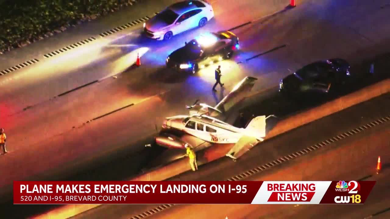 Plane makes emergency landing on I-95 in Brevard County