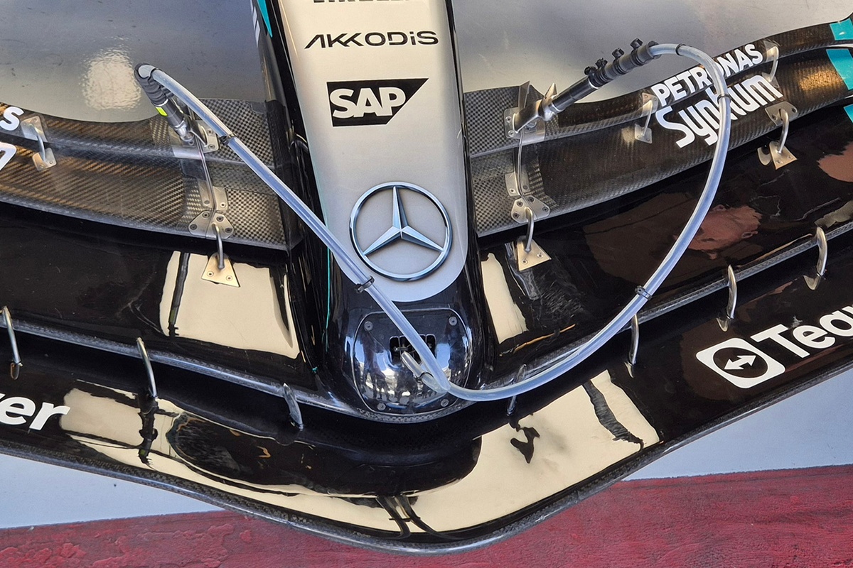 New Mercedes Front Wing Offers First Look At F1 2026