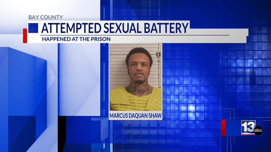 Bay County inmate charged with attempted sexual battery on prison employee
