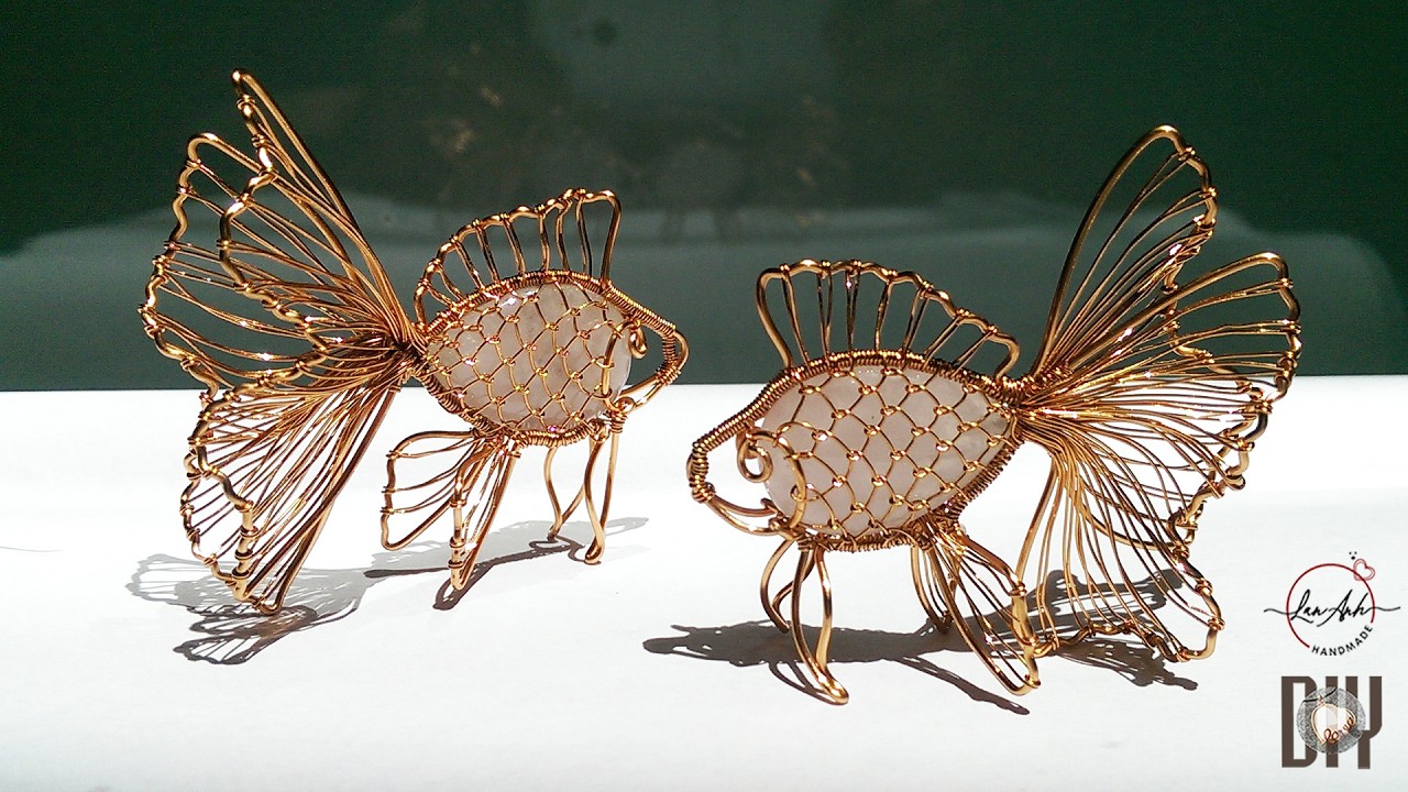 Unique jewelry making ideas with wire | 3D goldfish pendant