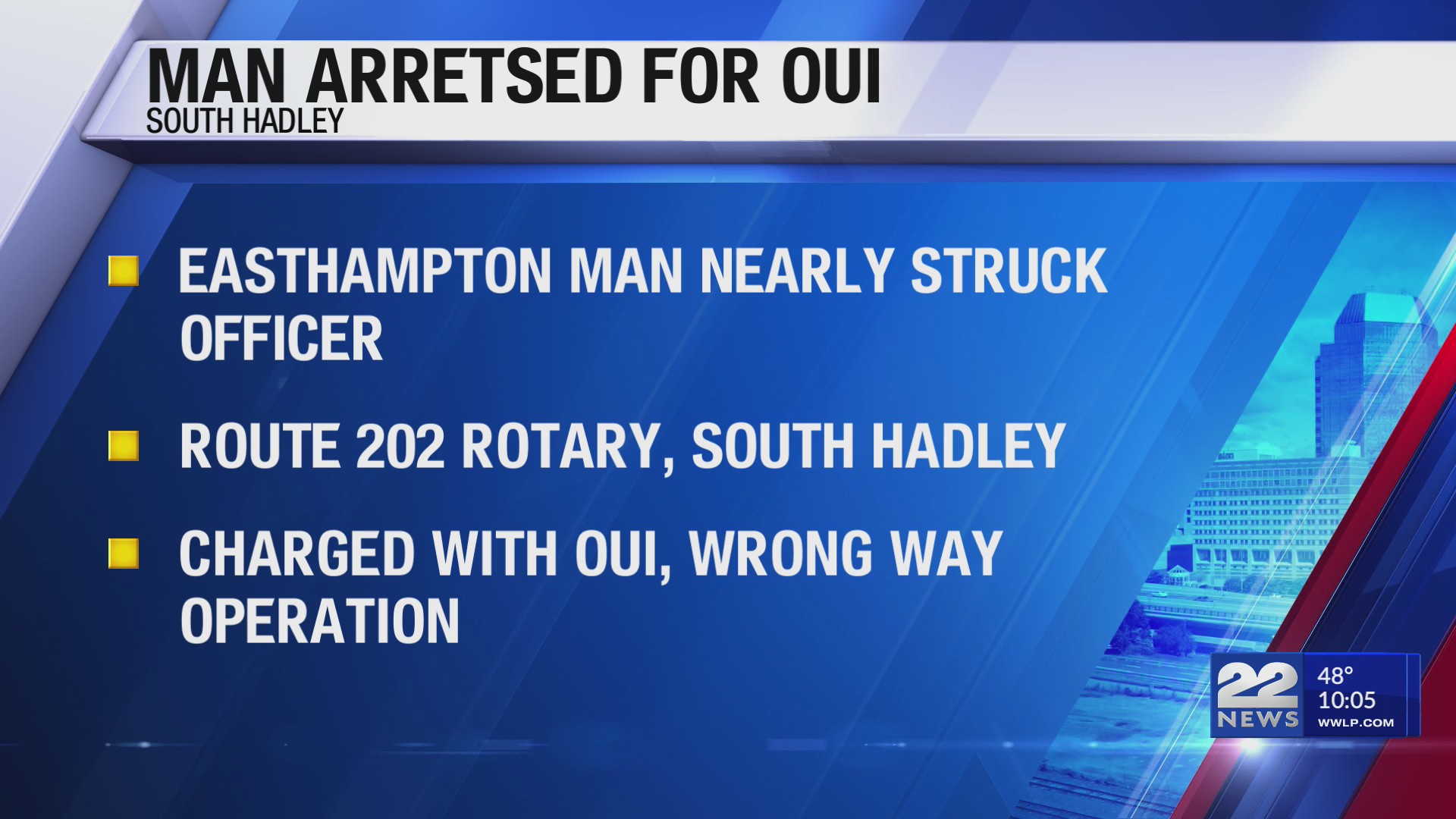 Easthampton man charged with OUI after nearly striking officer