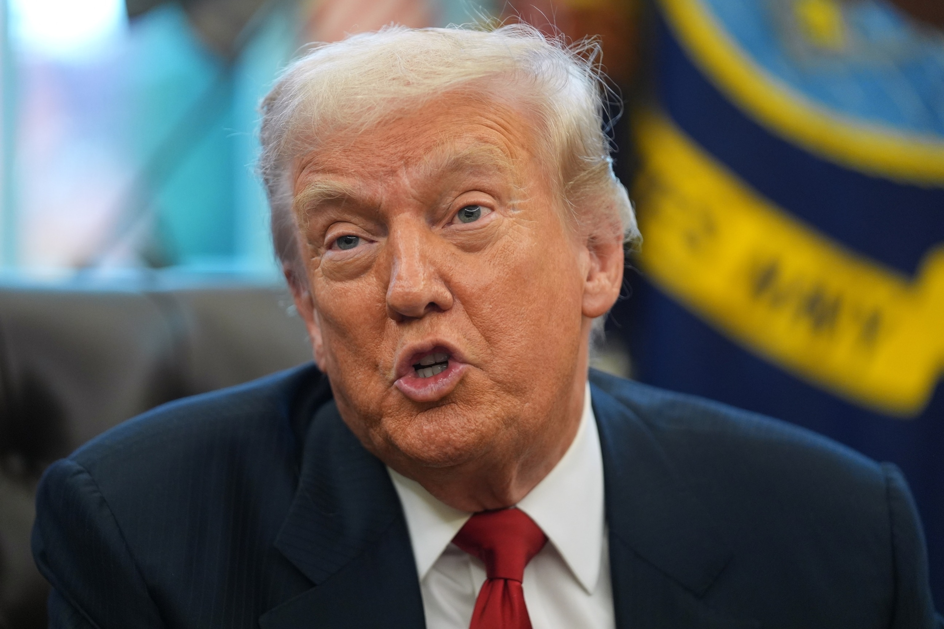 Evan Vucci/AP - PHOTO: President Donald Trump talks after meeting with New York City Mayor-elect Zohran Mamdani in the Oval Office of the White House, Nov. 21, 2025, in Washington.