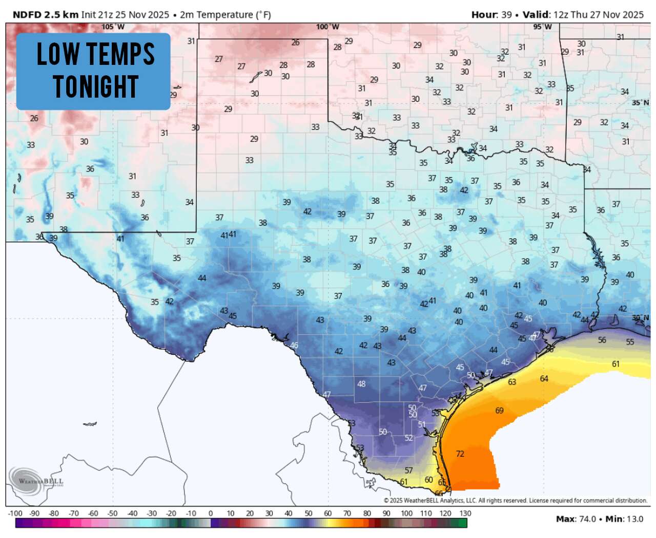 South Texas temps set to plunge tonight. Here's how cold it'll get.