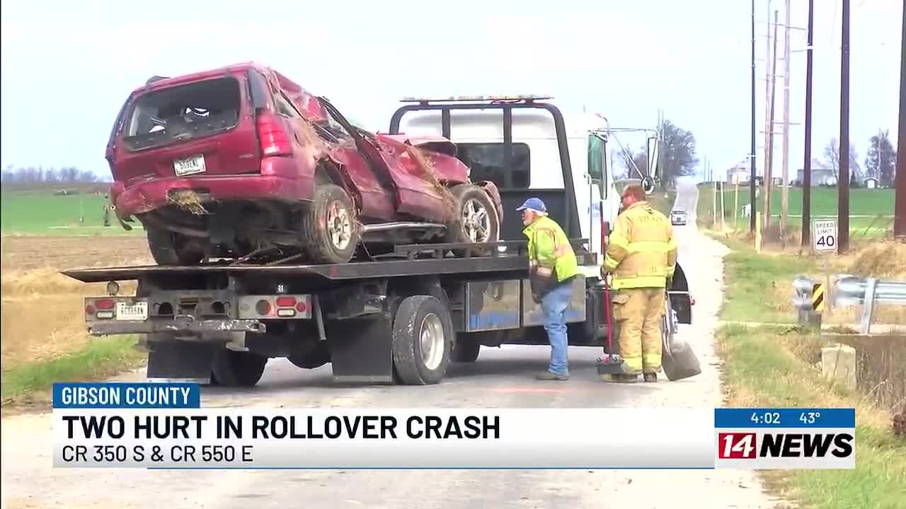 2 hurt in rollover crash in Gibson Co.
