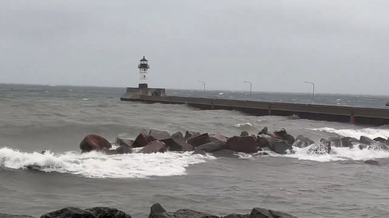 Winter storm impacts Duluth Canal Park in Minnesota