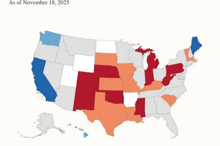 Map of 9 states where COVID-19 cases are climbing before Thanksgiving ...