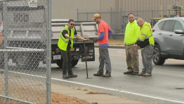 Crews work on water main break on Airport Road in Warwick
