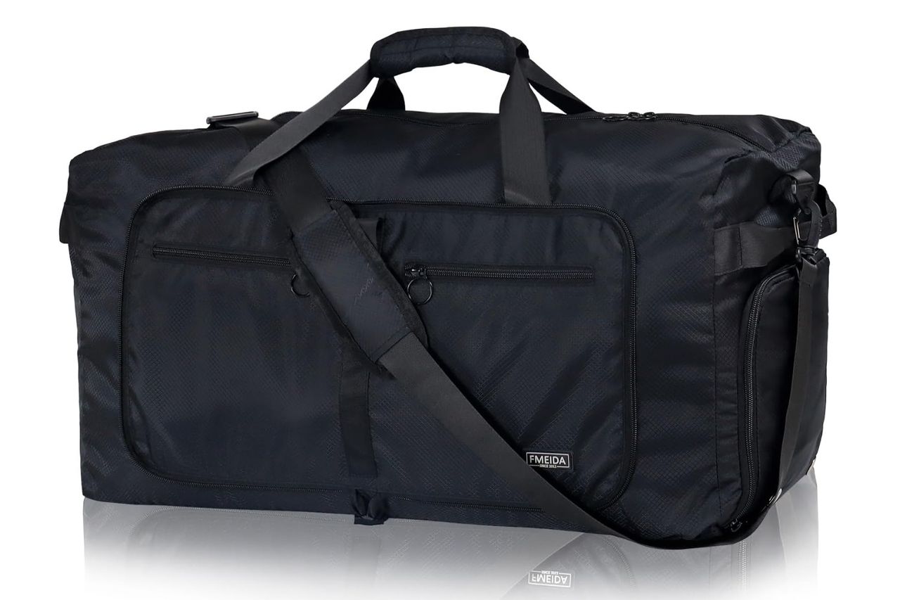 Fmeida 65L Duffle Bag with Shoes Compartment, Foldable Travel Duffel Bags f