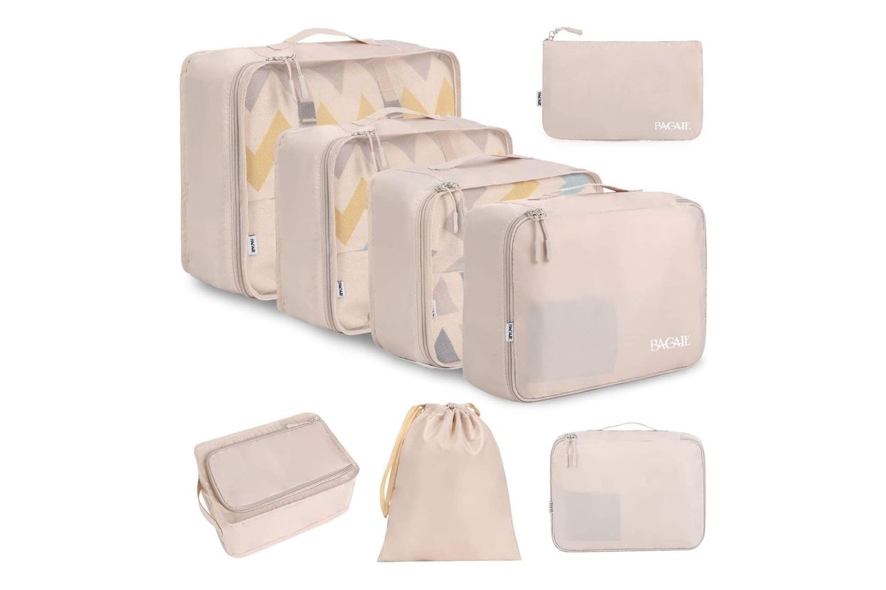 BAGAIL 8 Set Packing Cubes Luggage Packing Organizers for Travel Accessories-Cream