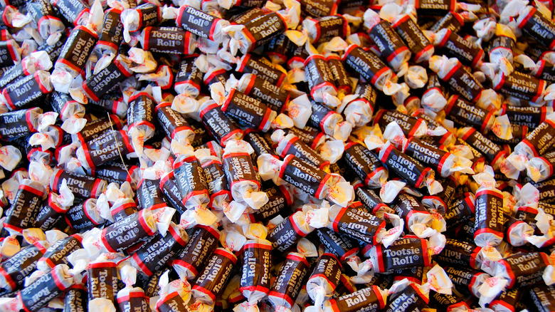 Tootsie Roll candies in a pile